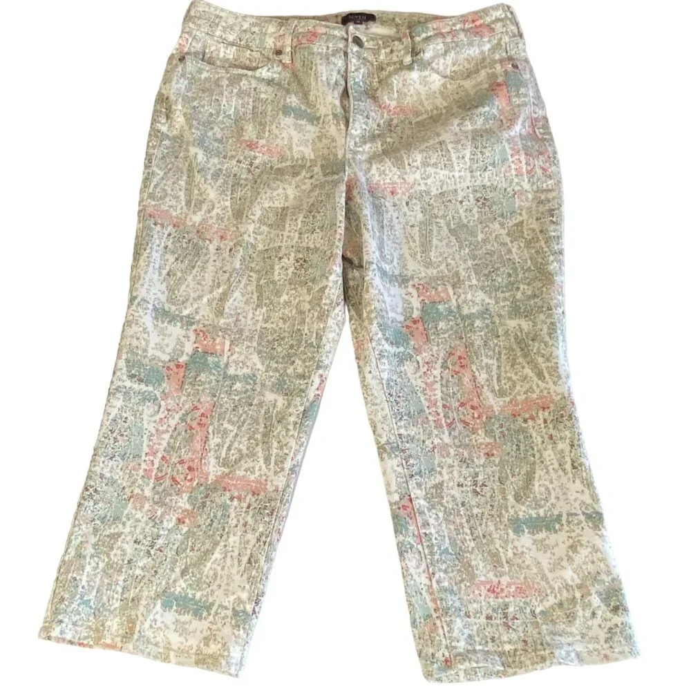 NYDJ Womens Printed Capri Pants Size 14 Multicolor - Picture 4 of 11